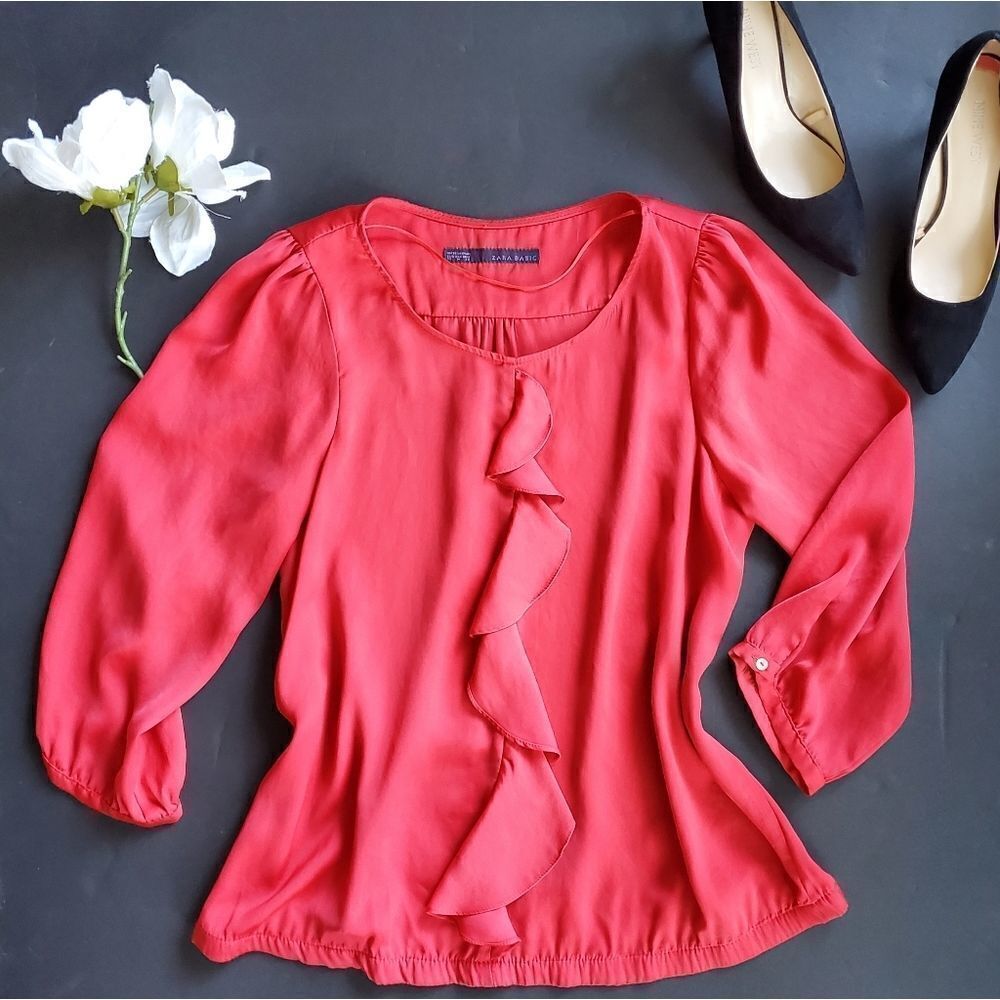 Zara Red Flowy Blouse